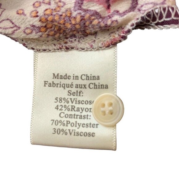 Anthropologie Porridge Womens Wine Floral Mixed Print Top Collar Button Down M - Picture 12 of 13